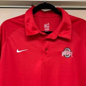 Mens L Ohio State Polo Shirt, Nike Dri Fit Block O, OSU Gear